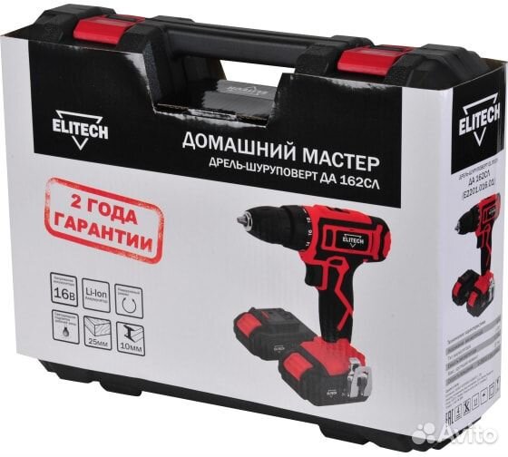 Дрель акк elitech(дм) да 162сл (Е2201.01