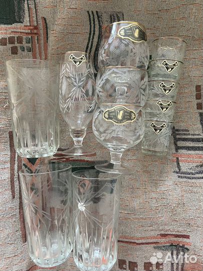 Набор стаканов гусь хрустальный