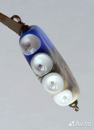 Кулон синий лэмпворк море пляж осьминог