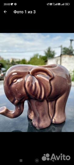 Фигурка Слоник шоколадный, керамика, винтаж, 16*12
