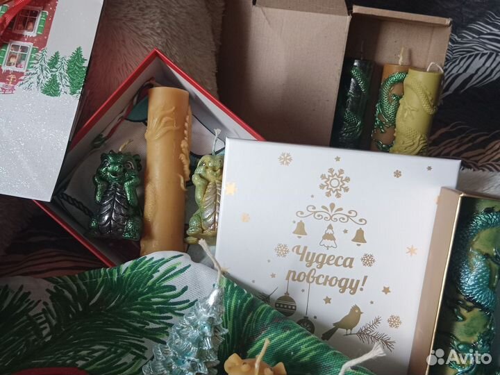 Мёд. Свечи новогодние ручная работа