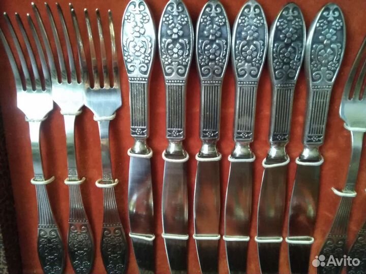 Мельхиоровый столовый набор СССР Ромашки. Винтаж