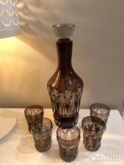 Графин/штоф и 5 стопок хрусталь. СССР 50-е годы