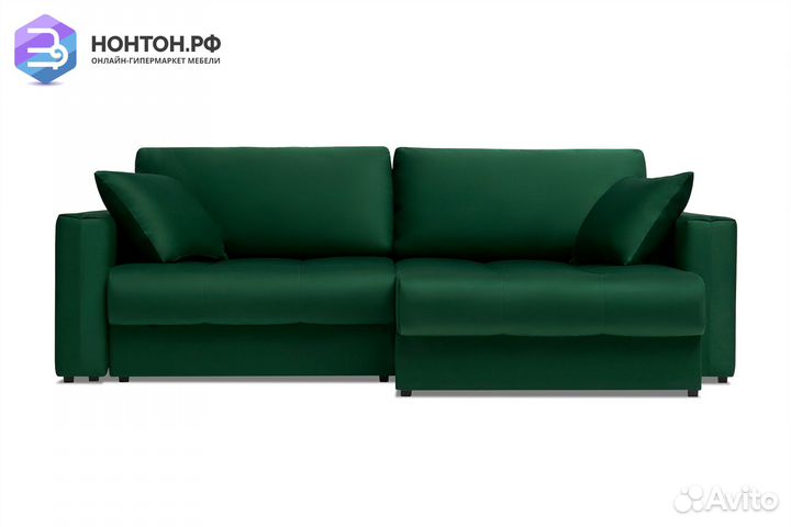 Диван угловой тик-так Монарх изумрудный
