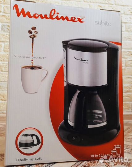 Кофеварка-moulinex sabito 1,25 l новая