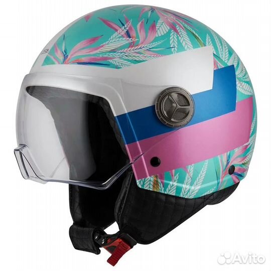 NZI Zeta 2 open face helmet Matt Blue Leaves