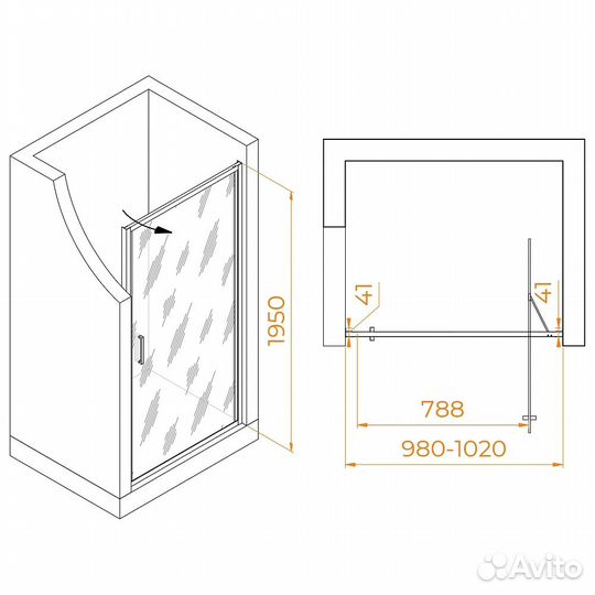 Душевая дверь RGW Stilvoll SV-05 1000х1950 (стекло