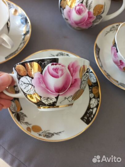 Чайный сервиз Роза в вечернем саду фарфор лфз