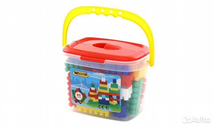 Конструктор Строитель 45эл в ведерке 41845