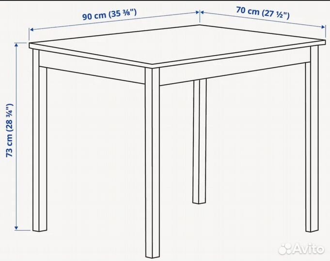 Стол кухонный икеа олмстад 90 х 70 см белый