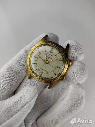 Часы СССР Полёт Сигнал мчз им Кирова. Позолоченные