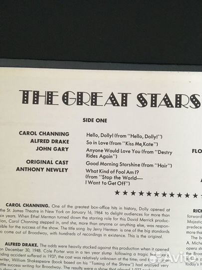 The Great Stars Of Broadway LP