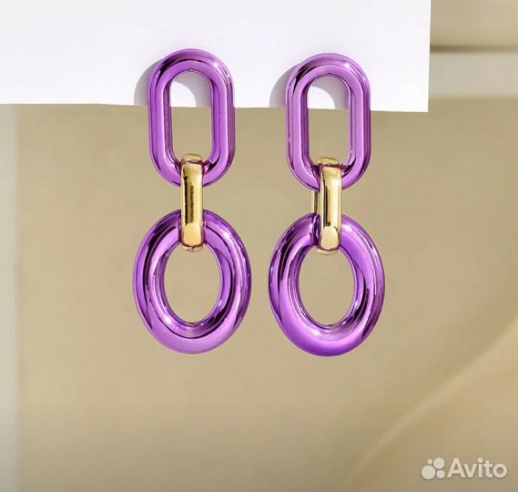 Серьги цепочки фиолетовые