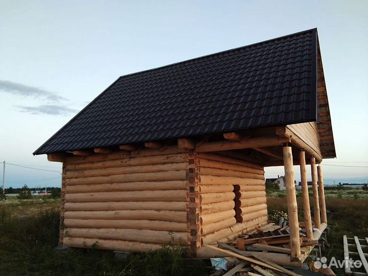 Баня 6х4 из сруба сосны, рубка в лапу