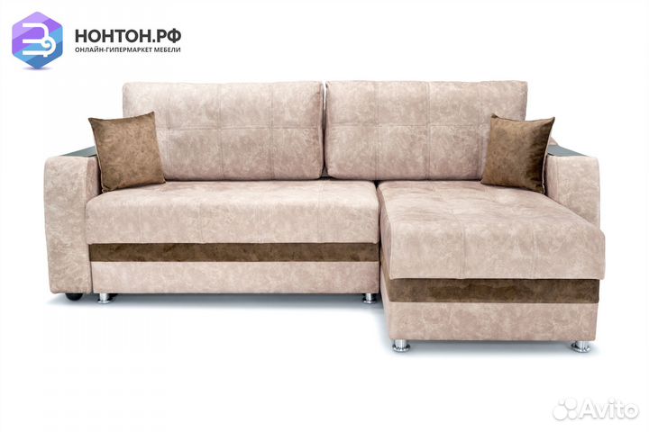 Диван угловой тик-так Бостон бежевый