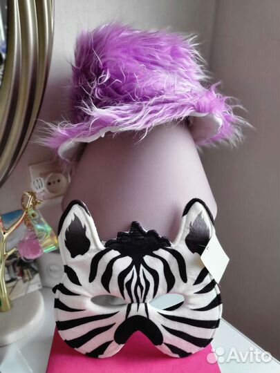 Карнавальные, театральные шляпка и маска зебры