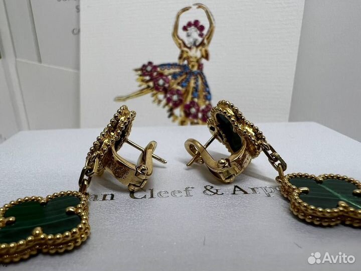 Серьги Van Cleef pure 750 пробы золото