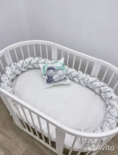 Бортик Косичка для новорожденного с подушкой