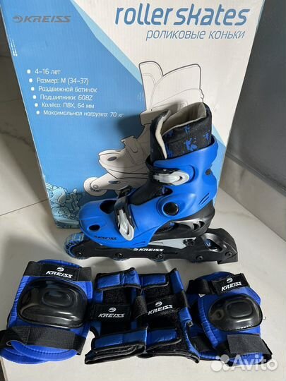 Роликовые коньки раздвижные kreiss 34-37