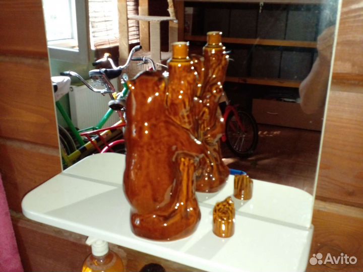 Посуда СССР, 32 см, Штоф Мишка с крышочкой