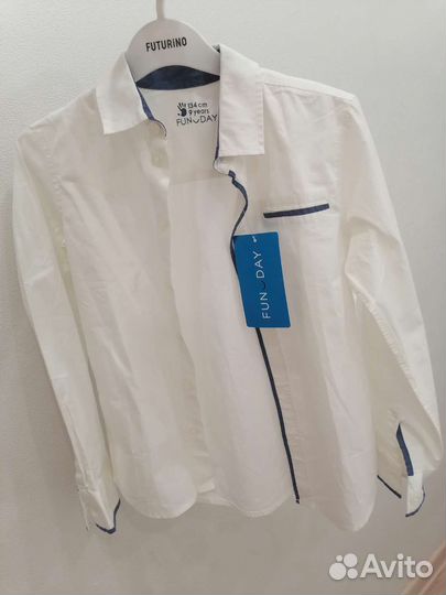 Новая рубашка 134 хлопок Fun day