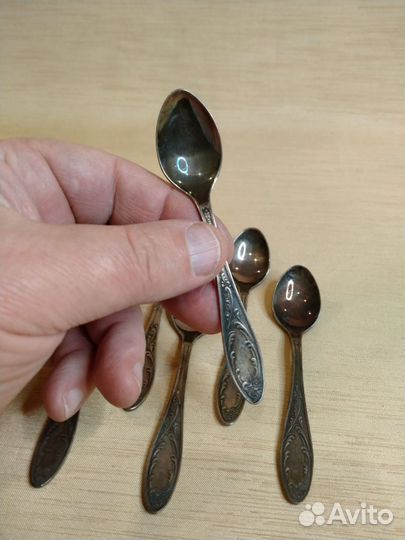 Ложки кофейные Пламя, мельхиор Кольчугино