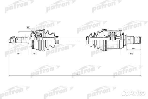 Patron PDS9107 Полуось лев Toyota Avensis T25 2.0