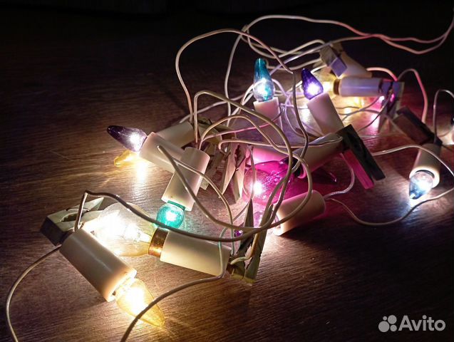 Советская елочная гирлянда на прищепках