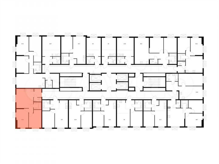 2-к. квартира, 51,5 м², 2/24 эт.