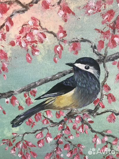 Картина маслом на холсте птичка