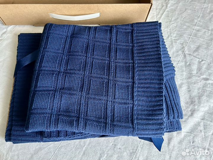 Новый плед для новорожденного 100х80 синий