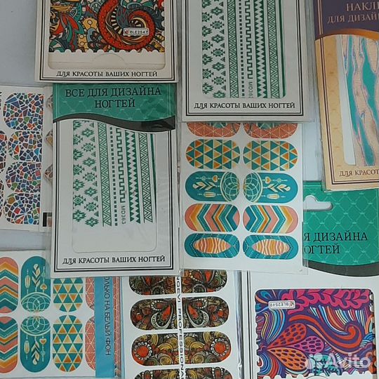 Слайдеры и наклейки для дизайна ногтей 10 шт