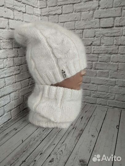 Шапка бини + снуд пух норки