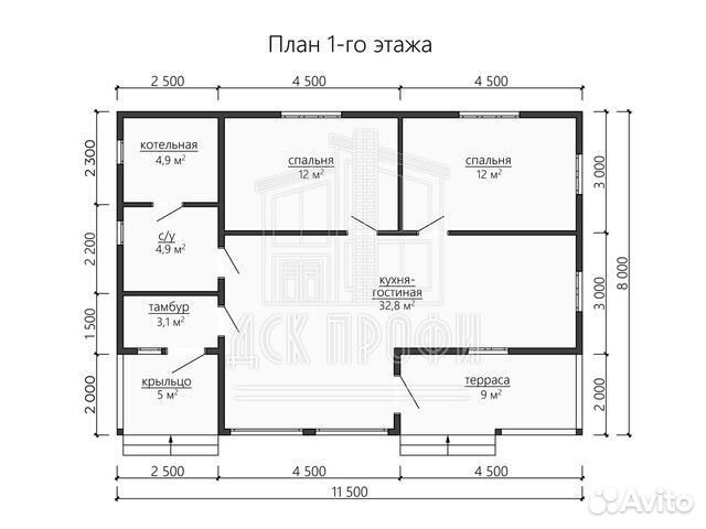 Каркасный дом под ключ 83м2 с террасой