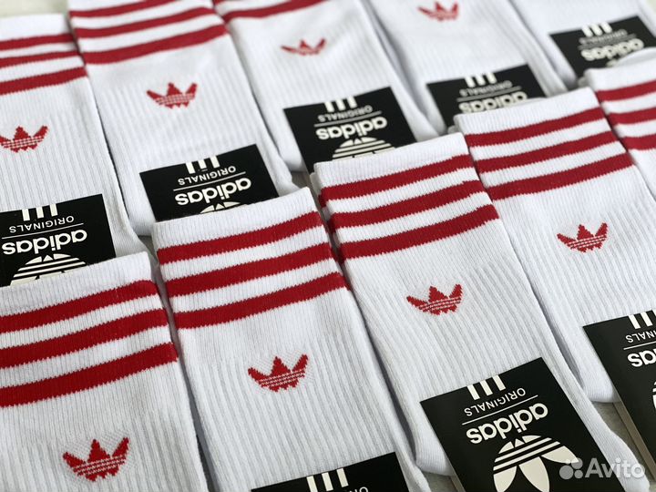 Высокие носки Adidas white/red