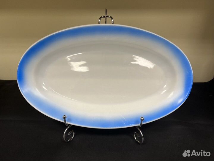 Блюдо овальное голубой отвод 35 х 21 см Богданович