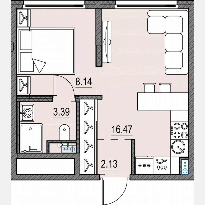 1-к. квартира, 30,3 м², 14/17 эт.