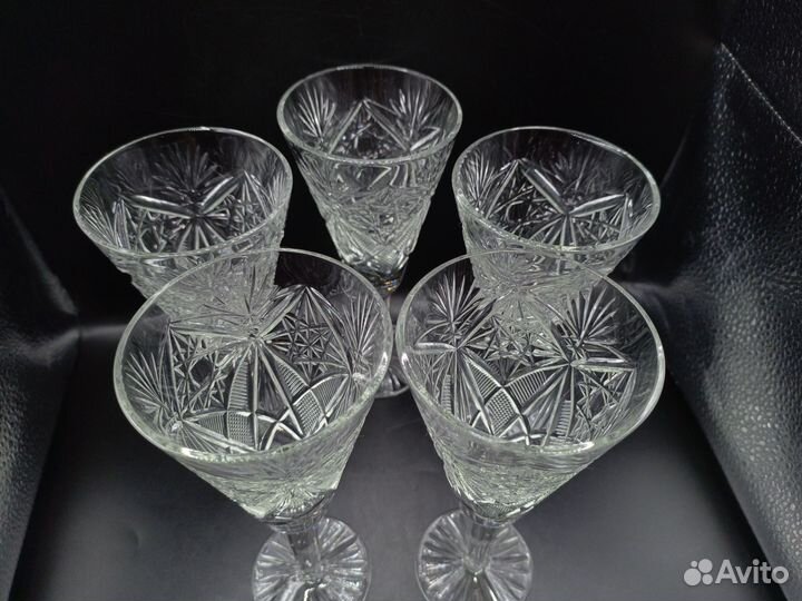Фужеры Бокалы Хрустальные Резьба Винтаж СССР