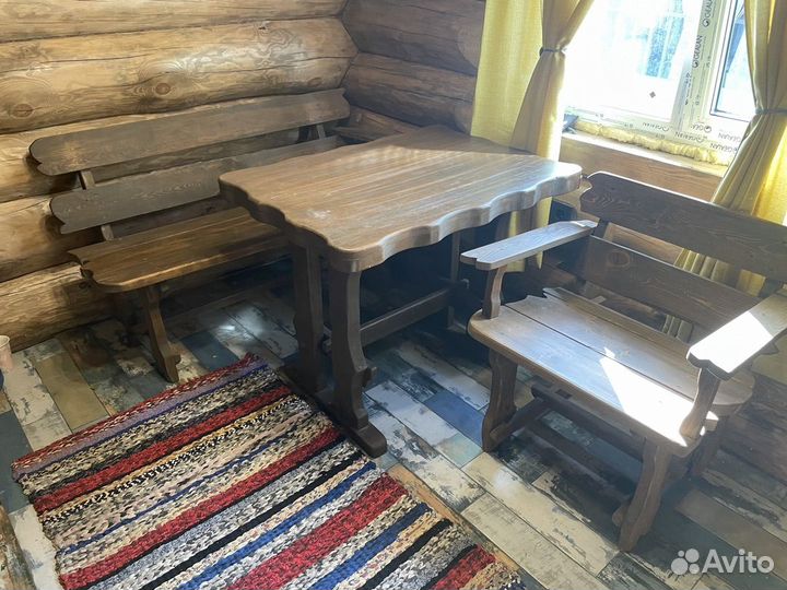 Комплект деревянной мебели для бани и сада