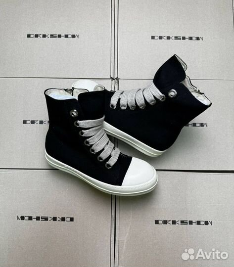 Кеды Rick Owens drkshdw Black Jumbo Lace High-top