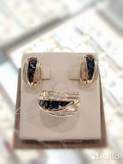 Серьги с сапфирами и бриллиантами 5,46г 585