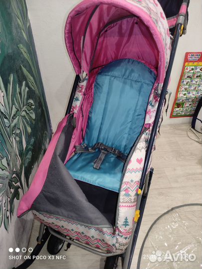 Санки-коляска с 6ю колёсами и перекидной ручкой