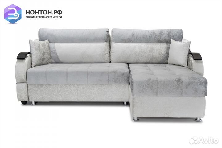 Диван угловой тик-так Дублин светло-серый