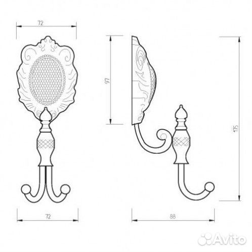 Крючок Migliore Cleopatra 16634 бронза