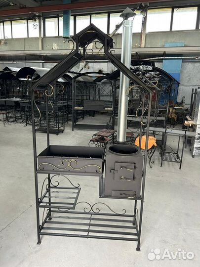 Мангал с печкой под казан