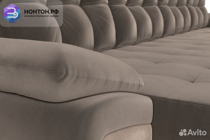 Диван п-образный пантограф Нэстор велюр коричневый