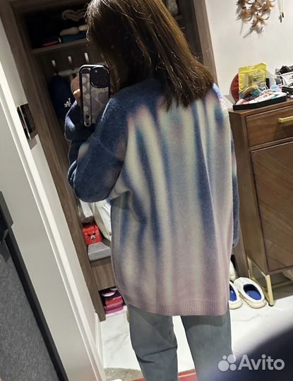 Свитер Supreme blurred logo голубой оверсайз