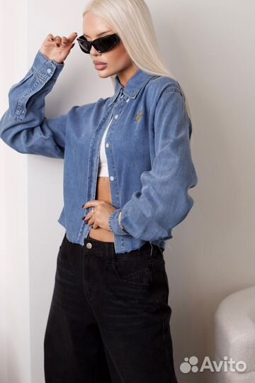 Стильная джинсовая рубашка miu miu