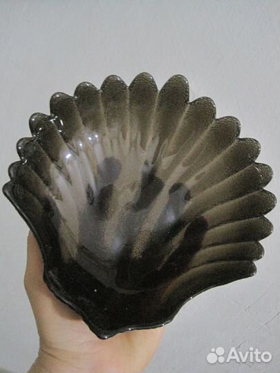 Ваза конфетница икорница цветное стекло СССР