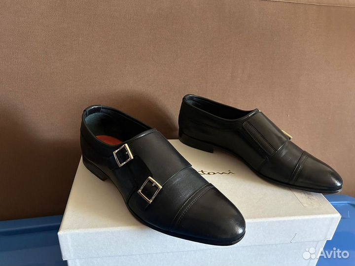 Черные лоферы Santoni